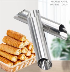 Wholesale Baking Moulds Cannoli Tubes 5 inch Large Stainless Steel Non-stick cream horn Danish Pastry Molds for Croissant Shell Cream Roll KD1