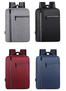 DHL30PCS Backpack Men Polyester Plain Wear Resistência à prova d'água com USB Charging Business Crossbody Bag Design de tira reflexiva