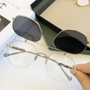 Sunglasses Retro Punk Style Flip Polarized Myopia Custome Men Double Lens Driving Fishing Glasses Women Vintage EyewearUV400
