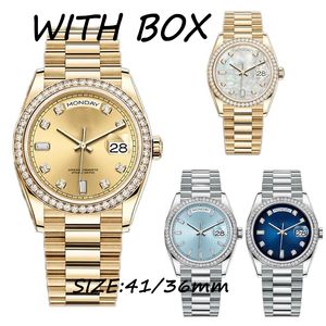 Orologio Wristwatches Mens 자동 기계식 시계 36/41mm 904L 풀 스테인레스 스틸 다이아몬드 베젤 방수 발음 금 시계 Montre de Luxe