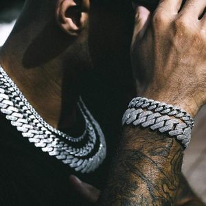 necklace moissanite chain High quality iced out men jewelry 5A cz hip hop micro pave 19mm cuban link chain big heavy y necklace for men boy