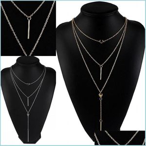 Pendant Necklaces Mti Storey Crystal Necklace Women Men Chain Jewelry Fashion Pendants Plated Gold Siery Personality Trend Modern St Dhgpv