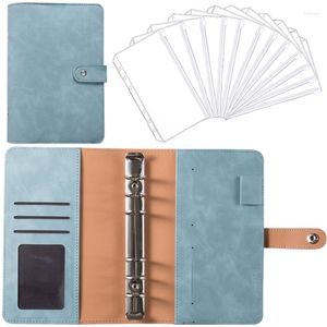 Binder Budget Planner Notebook PU Leather Covers With 12pcs 6 Holes Pockets Zipper Envelope