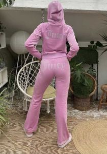 Damen-Trainingsanzüge Juicy Apple Samt-Nähanzüge Zweiteiliges Jogging-Set Velours-Sweatshirt mit Kapuzen-Hosenanzug Damen 666ess IKF1 CXAW