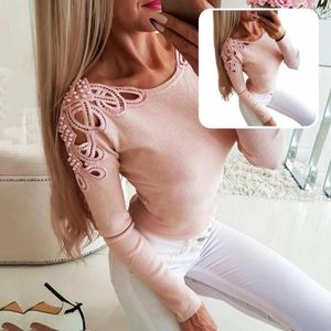 Women's Blouses Ladies Casual Pure Color Sexy Blouse Streetwear Women Pullover Lace Shoulder For Office