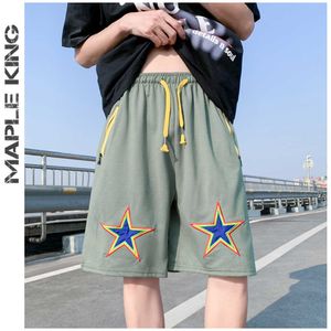 Pantaloncini da uomo Estate Casual Mens allentato Hip Hop Star Ricamo Lunghezza al ginocchio Harajuku Streetwear Skateboard Jogger Short Homme G221012