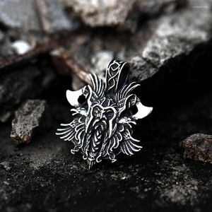 Anhänger Halsketten Doppel Axt Wikinger Krieger Männer Keltische Knoten Halskette Edelstahl Nordic Odin Krähe Amulett Schmuck Geschenke Drop