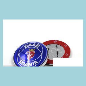 Odznaki samochodowe Wysokiej jakości NOWOŚĆ 68 mm Saab Scania 9-5 95 98-02 BonneT Abs 3pins Emblem Odznaka Blue Logo MARDE CZĘŚĆ 4911541 DOSTAWA 2 DHE3P