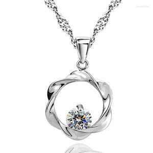 Pendant Necklaces UFOORO 925 Sterling Silver Necklace Fashion Wave Twisted Line Creative Neckace Clear Zircon Paved