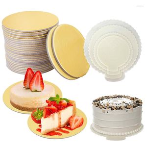 Bakeware Tools 1/3/5 PCS Golden Food Grade Mousse Cake Mat White Plastic Base Gold Paper Board Cupcake Dessert Tray Decoration