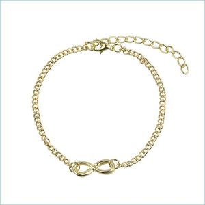 Charm Bracelets Love Number 8 Alloy Charm Bracelets Fashion Auspicious Infinite Symbol Chain Bracelet Elegant Simple Sexy Jewelry Gi Dhdji
