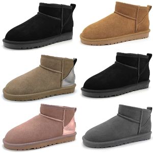 2022 Mini stivali da neve da donna Stivali invernali classici in pelle scamosciata Tenere al caldo Peluche Castagna Grigio Uomo Donna 5854 Designer Stivaletti casual alla caviglia Pantofole Scarpe 34-44