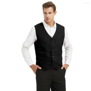 Men's Vests Waiter Service Uniform Button Vest Sleeveless Work Wear Solid Colors For Supermarket Clerk & Volunteer Men And Women