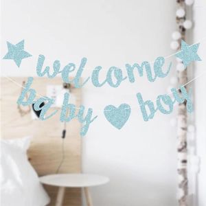 Decorazione per feste Colore blu Baby Shower Oh Welcome Boy Gender Reveal Supplies