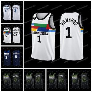 Jerseys de basquete Custom 1 Anthony Edwards Timberwolvn Jersey de basquete Rudy Gobert Karl Towns Jaden McDaniels Russell Kyle Anderson Prince