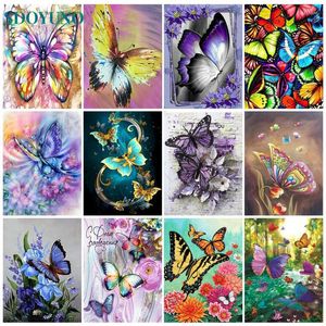 Dipinti SDOYUNO Dipinto ad olio fai da te con i numeri Animali Farfalla su tela Pittura acrilica Immagine per adulti Kit Home Wall Art De