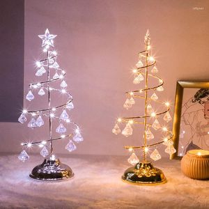 Lampade da tavolo Lampada per albero di Natale a LED Alimentazione a batteria Modern Crystal Desk Decor Light Camera da letto Soggiorno Luci regalo