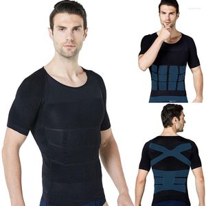 Shapers do corpo masculino modelador de manga curta de manga curta Controle de barriga Shapewear Men Slimming Shortherwear Size Size S-xxl