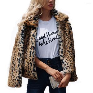Pelliccia da donna Fashion Women Faux Leopard Coat Giacca artificiale Cappotti Parka caldo