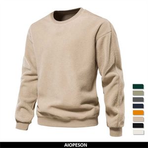 Herrhuvtröja Aiopeson Lambool Fleece överdimensionerade för Solid Lover's Teddy Bear Sweatshirt Autumn Water Warm Pullover G221011
