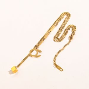 Lyx design halsband 18k guld pläterad rostfritt stål halsband choker kedja märke dubbel bokstav hänge mode kvinnor kärlek gåvor bröllop smycken tillbehör