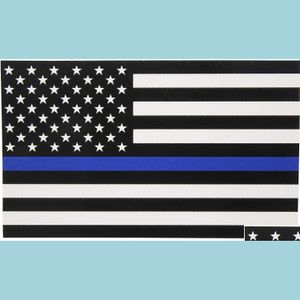 Car Stickers Thin Blue Line Flag Decal - 2.5X4.5 In. Black White And American Sticker For Cars Trucks Drop Delivery 2022 Mobiles Moto Dhank