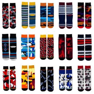 Men's Socks Fashion Unisex Combed Cotton Skateboard Compression Colorful Square Happy Dress Geometry Men