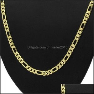 Łańcuchy 14K żółte prawdziwe czyste złoto 8Mm włoski Link Chain naszyjnik 24 cali Drop Delivery 2022 biżuteria naszyjniki wisiorki Dhh14