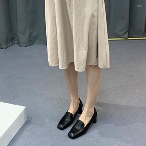 Simple Dress 2024 Springclassic 406 Retro Square Shoes Head Thick High-heeled Shallow Mouth Muller Women 81 399 320 5