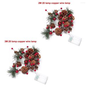 Noel Süslemeleri Strip Işık Yapay Pinecone Berry String Lambası Pil Güçlü Aydınlatma Süsleme Noel Ağacı 2 Metre