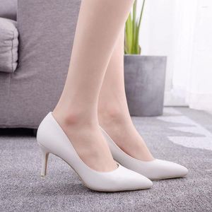 Shoes 231 Sexy White Dress Women High Heels 5Cm 7Cm 9Cm 11Cm Elegant Office Pumps Pointed Toe Singles 25327