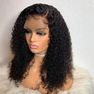 Deep Curly Natural Black Human Hair 13X4 360 Lace Front Wigs For Woman180Density With Babyhair Soft Pre Plucked Brazilian Remy