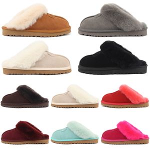 Designer snow slippers womens winter boots brown pink black grey blue solid color women lady girl classic slipper