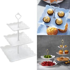 Utensili da forno Vassoio per frutta in plastica petalo europeo Scaffale per snack a tre livelli Conservazione secca Decorazione per supporto per torta da dessert multistrato