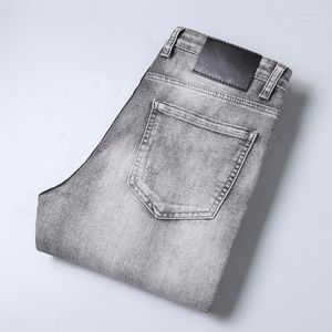 Jeans da uomo Luren Autunno Colore grigio Uomo Cotone Pantaloni da lavoro elastici sottili Pantaloni in denim stile classico Uomo da uomo