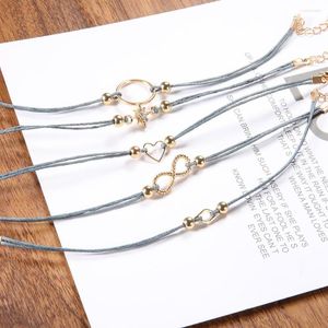 L￤nkarmband Boho Crystal Armband Set Star Heart Geometry Multilayer Rope Chain Bangle For Women Party Wedding Jewelry Accessories