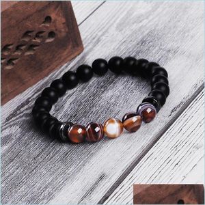 Beaded Strands Minimalist 7 Chakra Nce Yoga Beads Bracelet For Men 8Mm Tiger Eye Natural Stone Agate Hematite Charms Lava Bracelets Dhygm