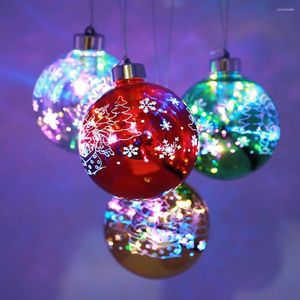 Noel Dekorasyonları 6 PCS LED Işıklarla Paramparça Geçen Top Pil Çalışan Parlak Glitter Aydınlık Asma Kolye Noel Ağacı Dekoru