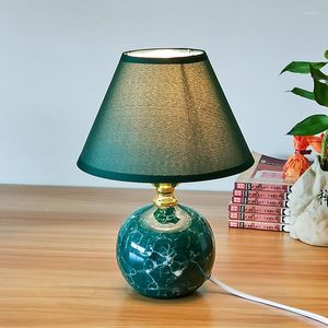 Table Lamps Mini Dark Green Ceramic Lamp Stylish Modern Elegant Bedroom Bedside Small Cafe Bar Tabletop Decorative