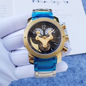 tourbillon Orologi da polso da uomo Scheletro di lusso Meccanico automatico Acciaio inossidabile Data lancette luminose Orologio a carica automatica