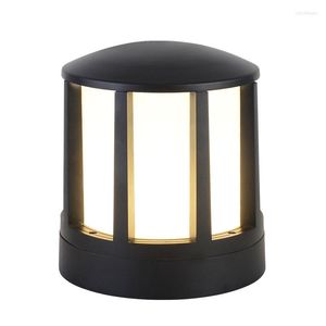 Round Column Head Lamp Outdoor Waterproof Courtyard Villa Wall Fence Gate Household Door Post