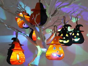 Halloween-Kürbislaterne, LED-Geisterlaterne, Lampe zum Aufhängen, gruseliges Kerzenlicht, Halloween-Dekoration für Zuhause, Horror-Requisiten, Kinderspielzeug