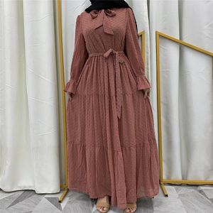 Casual Dresses WEPBEL High Waist Long Sleeve Abaya Women Muslim Dress Arab Dubai Stitching Middle East Robe Marocain Kaftan