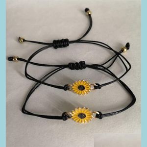 Charm-Armbänder Vintage-Schmuck Sonnenblume Designer-Armbänder Gold Zitat Wunscharmband Pinky Promise Paar Frauen 46 T2 Drop Lieferung Dhzao