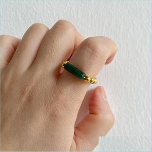 Bandringar mm elastisk ring för kvinnor män rör form naturliga stenguld pärlor ringar crystal rose kvarts bohemisk strand vind smycken d dh5et