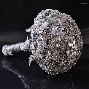 Flores decorativas Chegada Acessório de casamento Artigo de buquê de buquê de buquê de luxo Bling Bouquet Broche Bling Buroche