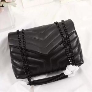 Tasarımcı Tasarım Lüks çantalar Loulou kadın tasarımcısı siyah deri büyük kapasiteli zincir omuz çantası kapitone haberci çanta çantası alışveriş cüzdanları