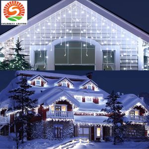 クリスマスLEDストリングライト屋外34.8フィート480 LED 8モードハンギング照明クリスマスライト96ドロップウェディングホリデーパーティーのための軽い屋内防水
