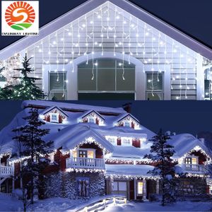 LEITOS DE LEDA DE NATAL LUZES DE LEVAS AO ANTERO DE 34,8 pés 480 LEDs 8 modos Iluminação pendurada Luzes de natal 96 Gotas leves à prova d'água interna para festa de férias de casamento