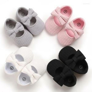 First Walkers 0-18M Born Infant Baby Girls Bow Shoes Cute Crib Princess Toddler Solid White Pink Black Gray